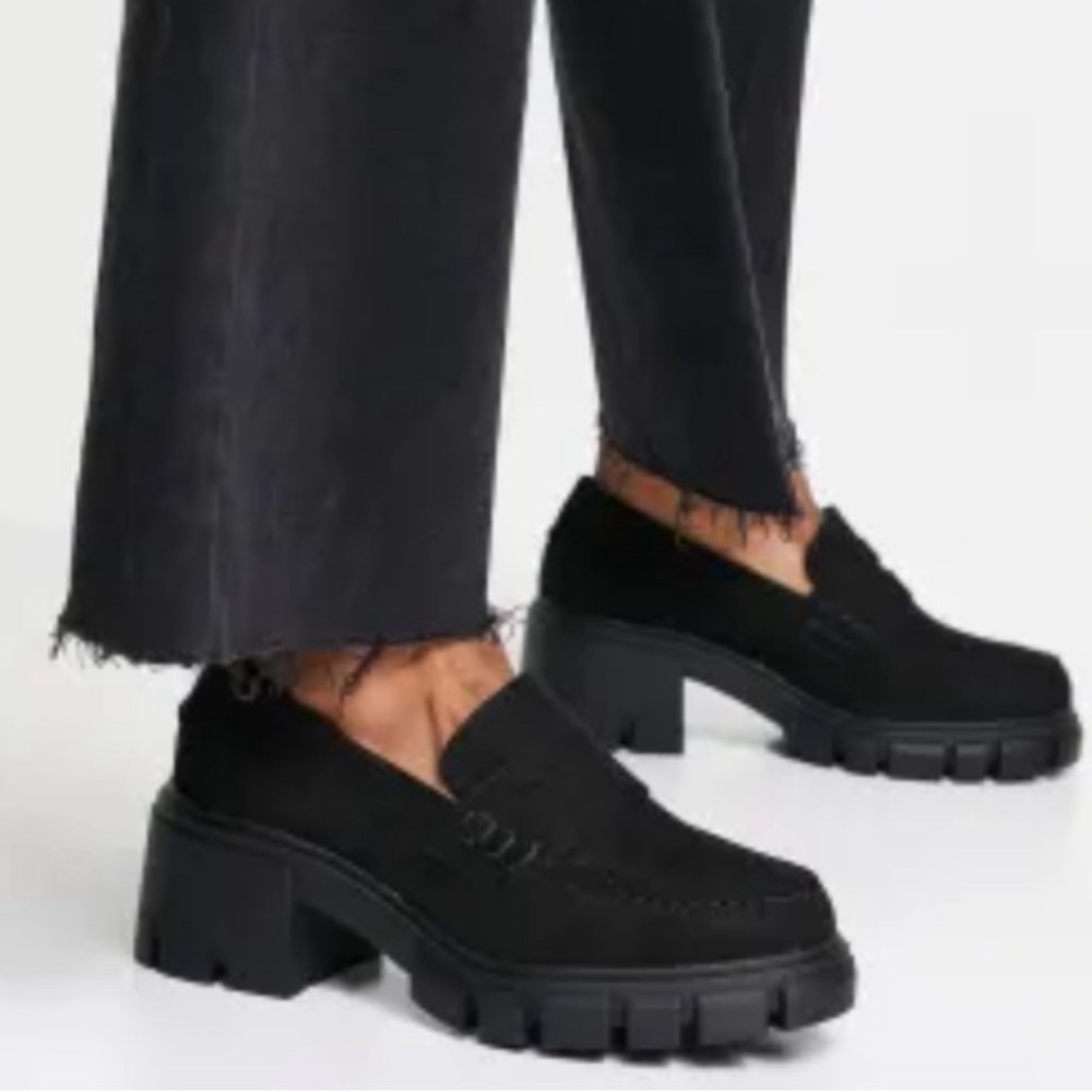 ASOS DESIGN Storm chunky mid heeled loafers